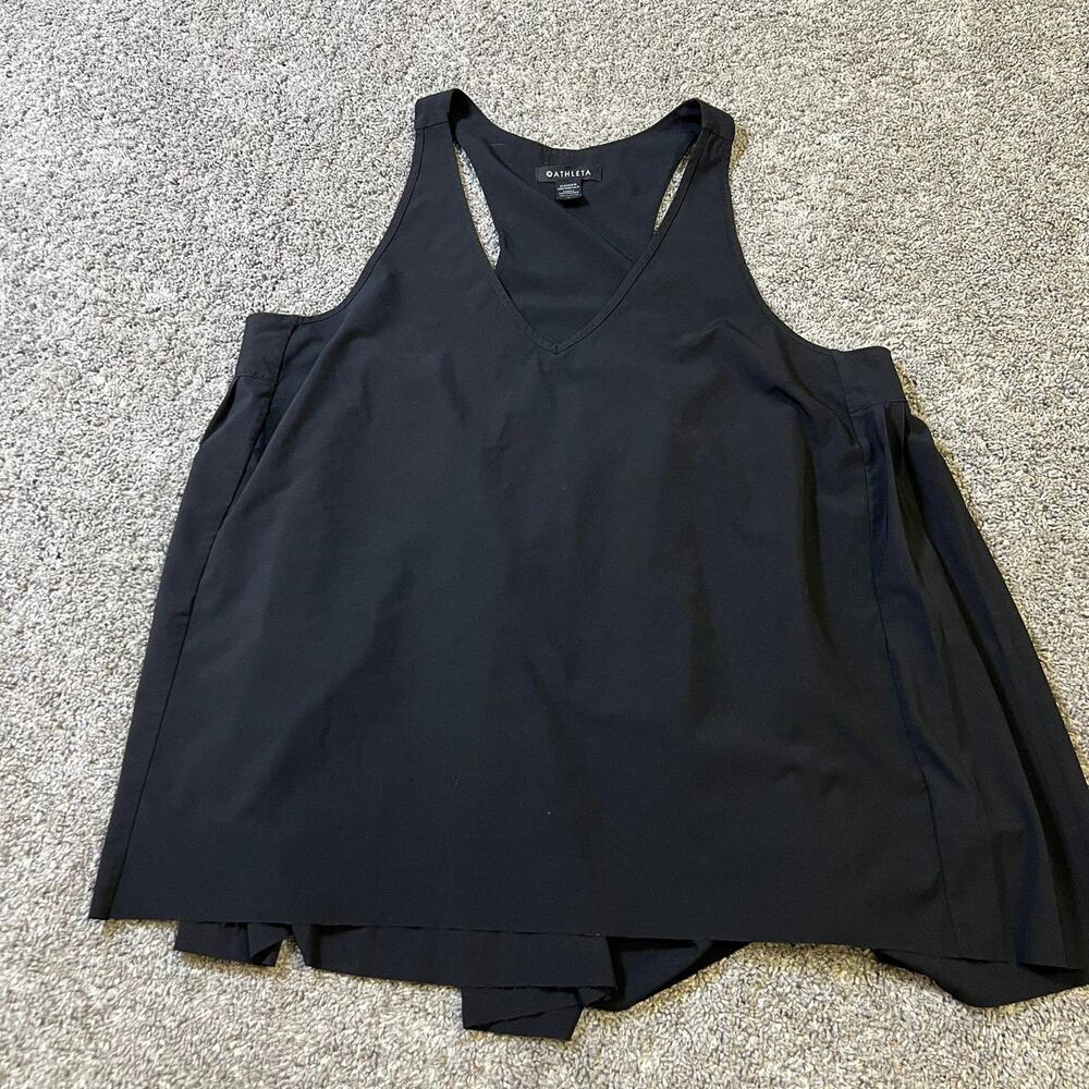 Athleta Black Swing Forward Pleated Tank size Large